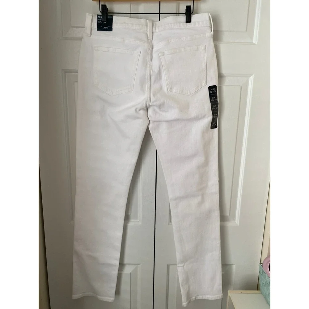 J. Crew Factory Slim Fit Flex White Denim Jeans Mens 32 x 34‎ AY186 Coastal Prep